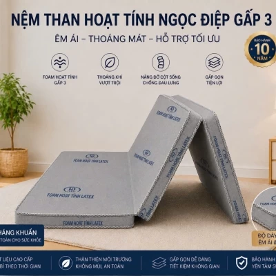 Nệm Foam Than Hoạt Tính Ngọc Điệp Gấp 3