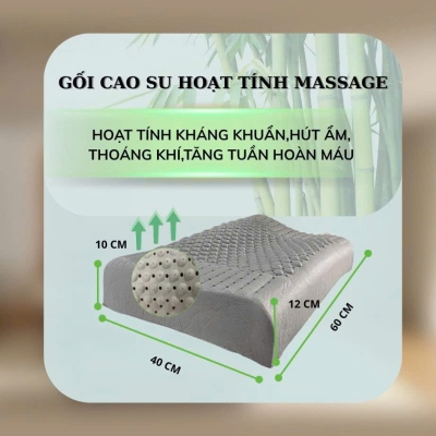 Gối Cao Su Thiên Nhiên Massage Than Hoạt Tính