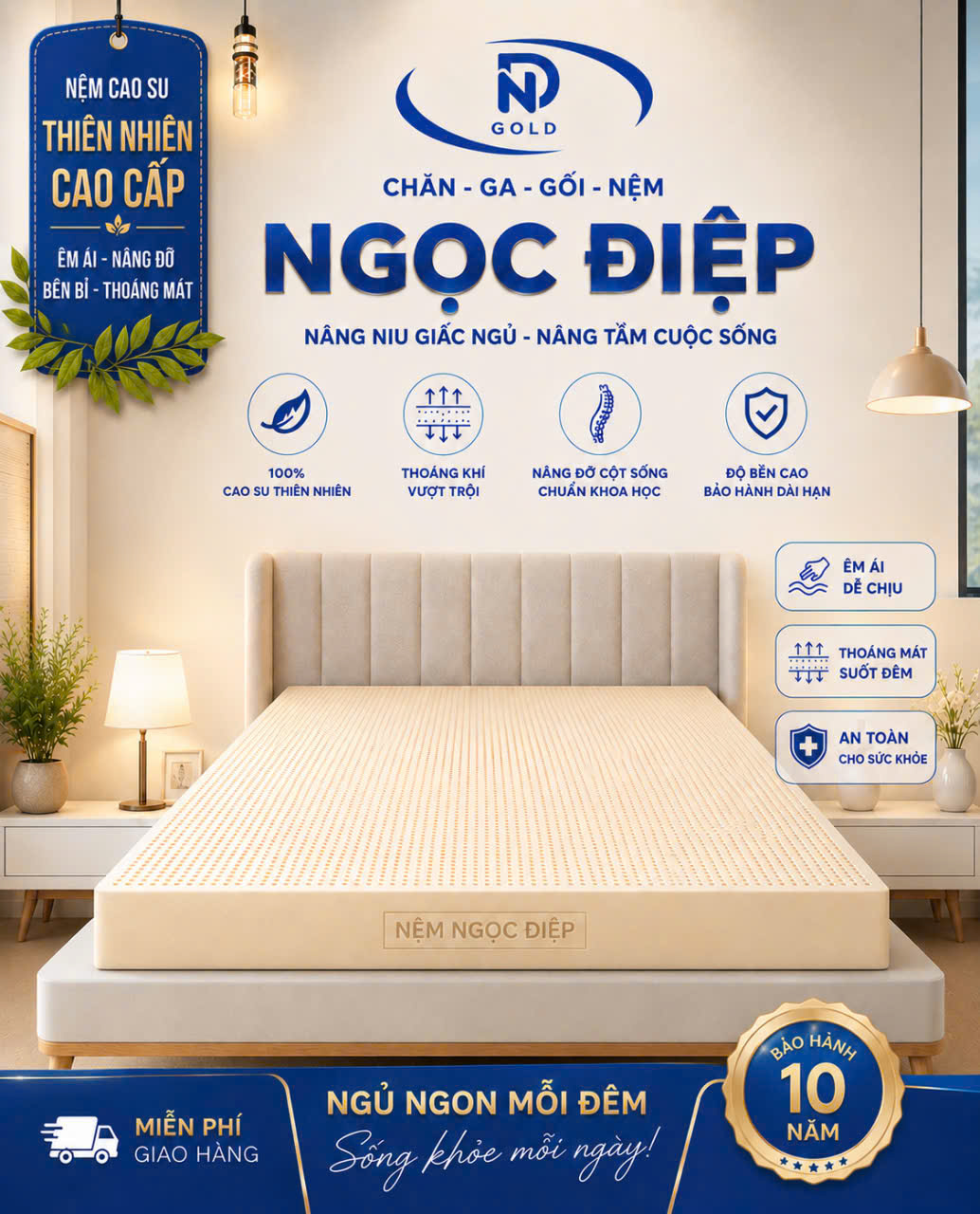 Nệm Cao Su Thiên Nhiên Ngọc Điệp