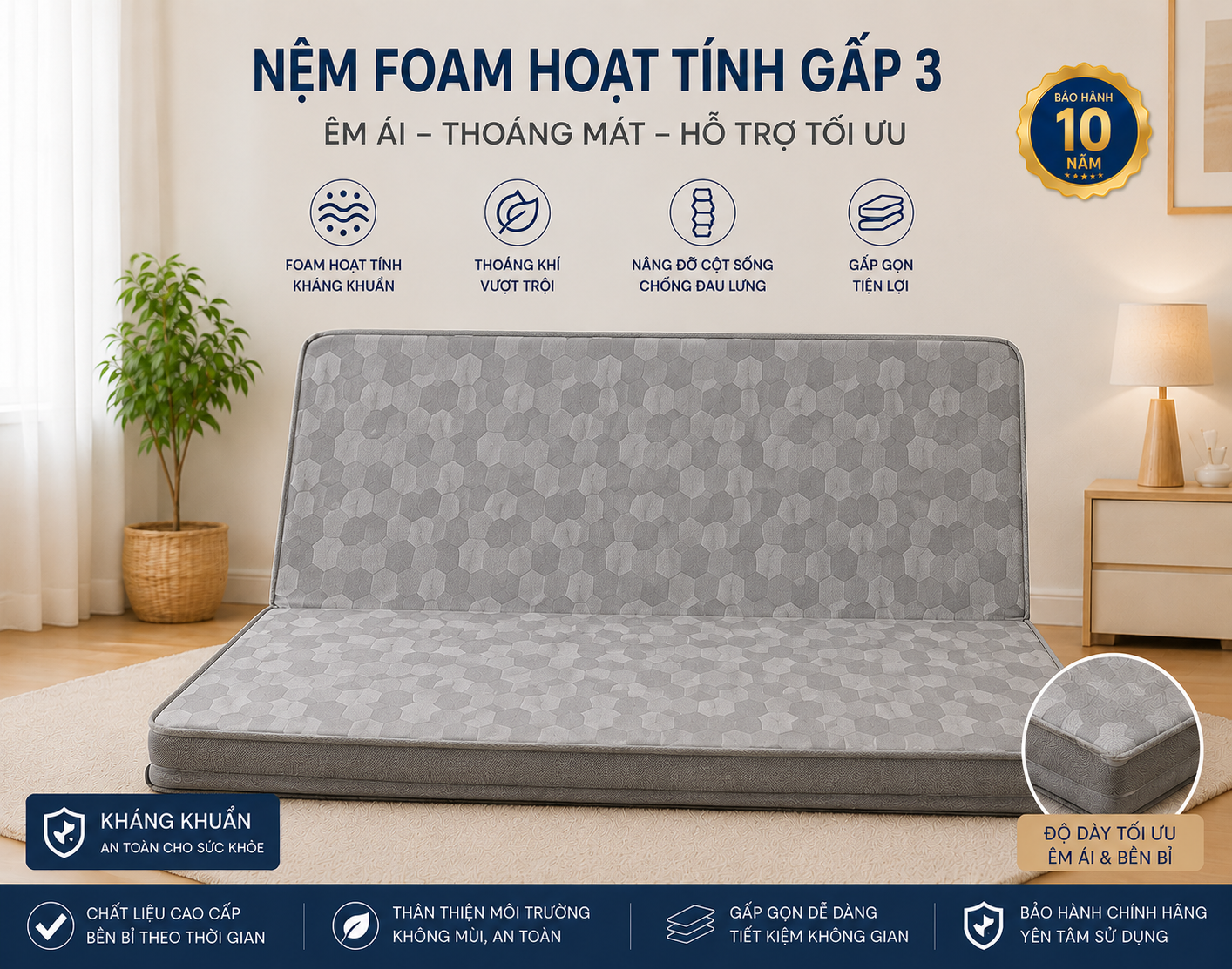 Nệm Cao Su Thiên Nhiên và Foam - Nâng đỡ cơ thể trọn vẹn